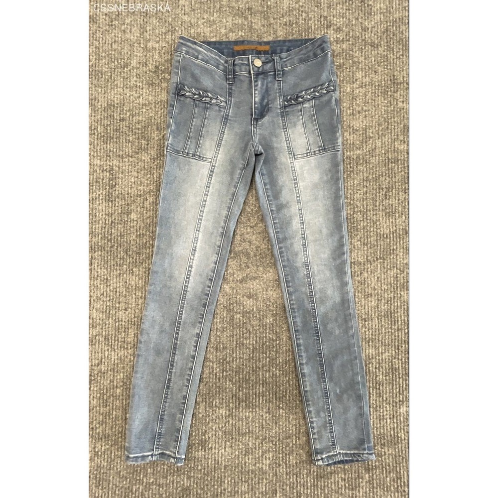 Joe's‎ Jeans Girls Blue Braided Pockets Front Seam Slim Stretch Denim Sz 14